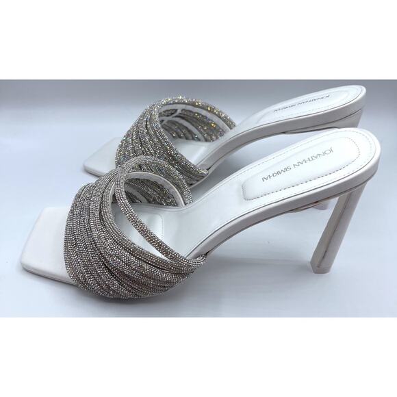 Jonathan Simkhai The Lena Crystal Embellished Heeled Mule in White Size 41 - Picture 6 of 10